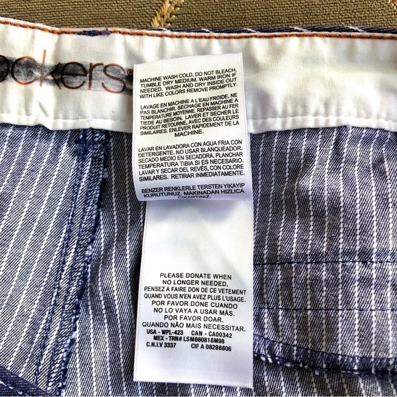 Dockers Pants Capri Straight Leg Mid Rise Striped Navy White Striped Cotton (8) - Picture 5 of 6